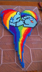 Size: 691x1156 | Tagged: safe, artist:sabretoothcreations, rainbow dash, g4, female, perler beads, photo, solo