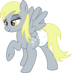 Size: 1000x1009 | Tagged: safe, artist:leopurofriki, edit, derpy hooves, pegasus, pony, g4, bedroom eyes, diaper, diaper edit, female, mare, non-baby in diaper, simple background, solo, transparent background
