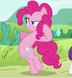 Size: 413x448 | Tagged: safe, screencap, pinkie pie, earth pony, pony, g4, putting your hoof down, season 2, animated, bipedal, female, gif, loop, mare, pinkie being pinkie, sassy, solo