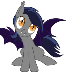 Size: 2300x2632 | Tagged: safe, oc, oc only, oc:echo, bat pony, pony, cute, female, simple background, sitting, solo, transparent background, vector