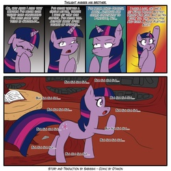 Size: 1181x1181 | Tagged: safe, artist:otakon, artist:sabisshi, twilight sparkle, g4, comic