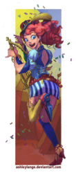 Size: 663x1512 | Tagged: safe, artist:ashleylange, pinkie pie, human, g4, bard pie, female, humanized, solo