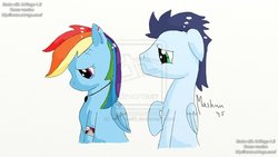 Size: 1024x576 | Tagged: safe, artist:mashaa45, rainbow dash, soarin', g4, crying, female, injured, male, ship:soarindash, shipping, straight