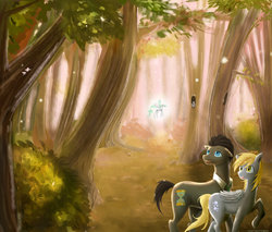 Size: 1280x1088 | Tagged: safe, artist:sweet-unknown, derpy hooves, doctor whooves, time turner, fairy, fairy pony, pegasus, pony, g4, female, forest, mare