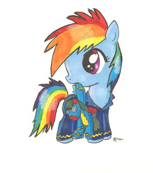 Size: 1114x1260 | Tagged: safe, artist:catscratchpaper, rainbow dash, g4, clothes, female, pajamas, solo, traditional art