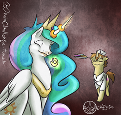 Size: 1000x948 | Tagged: safe, artist:aeritus, donut joe, princess celestia, g4, donut