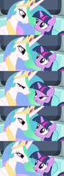 Size: 1920x5280 | Tagged: safe, princess celestia, twilight sparkle, g4, bedroom eyes, out of context