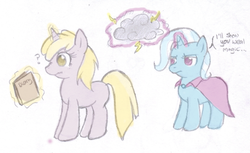 Size: 1280x782 | Tagged: safe, artist:dinkys-diary, dinky hooves, trixie, g4, filly