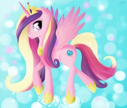 Size: 3500x3000 | Tagged: safe, artist:vird-gi, princess cadance, alicorn, pony, g4, abstract background, female, mare, smiling, solo