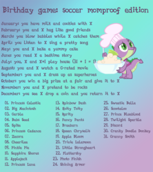 Size: 800x900 | Tagged: safe, artist:shadowweaver97, apple bloom, applejack, babs seed, big macintosh, braeburn, cheerilee, cranky doodle donkey, discord, fancypants, fluttershy, garble, granny smith, hoity toity, little strongheart, photo finish, pinkie pie, prince blueblood, princess cadance, princess celestia, princess luna, queen chrysalis, rainbow dash, rarity, sapphire shores, scootaloo, shining armor, spike, sweetie belle, trixie, twilight sparkle, zecora, dragon, earth pony, pony, g4, birthday game, exploitable meme, male, stallion