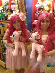 Size: 960x1280 | Tagged: safe, artist:nebularumour, artist:relaxing-into-sanity, pinkie pie, human, g4, build-a-bear, cosplay, irl, irl human, photo, plushie