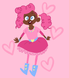 Size: 509x572 | Tagged: safe, artist:sailorswayze, pinkie pie, human, g4, clothes, cornrows, dark skin, female, heart, humanized, necklace, skirt, solo