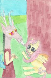 Size: 3592x5431 | Tagged: safe, discord, fluttershy, g4, outdoors