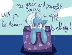 Size: 2773x2120 | Tagged: safe, artist:baka-miku, trixie, pony, g4, female, pony in a box, solo