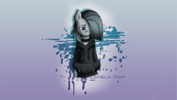 Size: 1366x768 | Tagged: safe, artist:lonelycross, marble pie, g4, clothes, female, hoodie, lonely inky, solo, tumblr, wallpaper