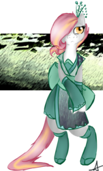 Size: 680x1126 | Tagged: safe, artist:arnachy, oc, oc only, pony, bipedal, clothes, kimono (clothing), solo
