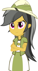 Size: 1000x1880 | Tagged: safe, artist:iamaquamarine, daring do, equestria girls, g4, clothes swap, crossed arms, equestria girls-ified, female, rainbow dash's clothes, simple background, solo, transparent background, vector