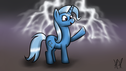 Size: 1920x1080 | Tagged: safe, artist:xhydraax, trixie, pony, unicorn, g4, electrixie, female, lightning, mare, solo