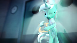 Size: 1191x670 | Tagged: safe, artist:wawor, lyra heartstrings, pony, g4, 3d, bipedal, female, gmod, lyre, nurse, solo, wallpaper, wink