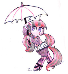 Size: 800x866 | Tagged: safe, artist:danadyu, pony, draculaura, monster high, ponified, solo, umbrella