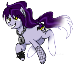 Size: 936x828 | Tagged: safe, artist:hasana-chan, pony, chains, earring, fishnet stockings, lock, monster high, ponified, pranky gheist, simple background, solo, transparent background