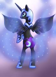 Size: 3990x5500 | Tagged: safe, artist:sabeminth, nightmare moon, pony, g4, bipedal, female, solo