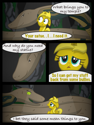 Size: 3456x4608 | Tagged: safe, artist:template93, oc, oc only, oc:ticket, alicorn, pony, snake, alicorn oc, comic, high res, ka'ah, ticket to adventure