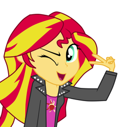 Size: 730x761 | Tagged: safe, artist:hannah-joy64, sunset shimmer, equestria girls, g4, female, one eye closed, simple background, solo, white background, wink