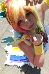 Size: 427x640 | Tagged: safe, rainbow dash, human, g4, cosplay, irl, irl human, photo, solo