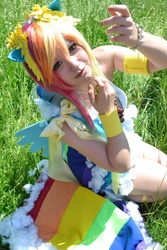 Size: 427x640 | Tagged: safe, rainbow dash, human, g4, cosplay, irl, irl human, photo, solo