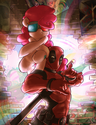 Size: 1200x1564 | Tagged: safe, artist:atryl, pinkie pie, twilight sparkle, equestria girls, g4, deadpool, gangsta, heavy (tf2), pyroland, team fortress 2, twilight sparkle (alicorn), x-men