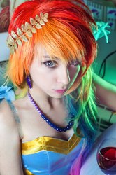 Size: 680x1024 | Tagged: safe, artist:serebii42, rainbow dash, human, g4, cosplay, irl, irl human, photo, solo