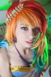 Size: 680x1024 | Tagged: safe, artist:serebii42, rainbow dash, human, g4, cosplay, irl, irl human, jewelry, necklace, pearl necklace, photo, solo