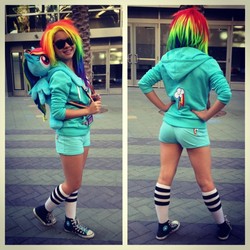 Size: 612x612 | Tagged: safe, rainbow dash, human, g4, cosplay, irl, irl human, photo