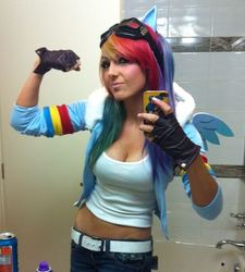 Size: 500x555 | Tagged: safe, rainbow dash, human, g4, cosplay, irl, irl human, jessica nigri, photo, solo