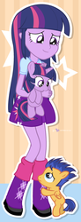 Size: 330x900 | Tagged: safe, artist:dm29, flash sentry, twilight sparkle, human, pegasus, pony, unicorn, equestria girls, g4, bipedal, bipedal leaning, boots, clothes, colt, colt flash sentry, cute, diasentres, filly, filly twilight sparkle, folded wings, frown, holding a pony, hug request, human ponidox, julian yeo is trying to murder us, looking down, looking up, open mouth, petting, sad, skirt, smiling, trio, twolight