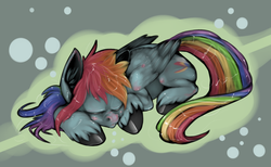 Size: 1389x857 | Tagged: safe, artist:xenon, rainbow dash, g4, female, sleeping, solo, unshorn fetlocks