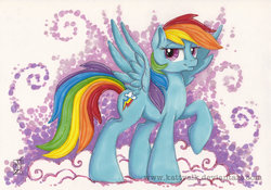 Size: 1024x718 | Tagged: safe, artist:kattvalk, rainbow dash, g4, female, marker drawing, solo, traditional art