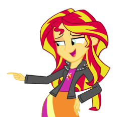Size: 1712x1591 | Tagged: safe, artist:destinyshirshuxd, artist:neutron-quasar, sunset shimmer, equestria girls, g4, my little pony equestria girls, female, hand on hip, pointing, simple background, solo, transparent background, vector