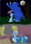 Size: 744x1052 | Tagged: dead source, safe, artist:shiverbear, trixie, bear, pony, unicorn, ursa, ursa minor, g4, bed, female, filly, imagination, magic, magic aura, mare, plushie, solo, sword, teddy bear, telekinesis, ursa plush