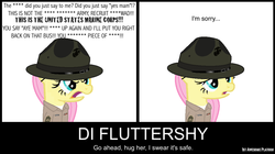 Size: 1057x591 | Tagged: safe, artist:ethanchang, fluttershy, g4, 1st awesome platoon, drill sergeant, female, solo
