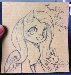 Size: 472x499 | Tagged: safe, artist:mi-eau, angel bunny, fluttershy, g4, monochrome, traditional art