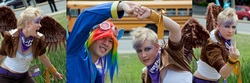 Size: 1584x524 | Tagged: safe, artist:kudrel-cosplay, gilda, rainbow dash, human, g4, cosplay, irl, irl human, photo