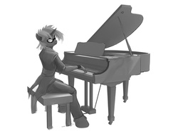 Size: 960x720 | Tagged: safe, artist:hattonslayden, dj pon-3, vinyl scratch, anthro, g4, female, musical instrument, piano, solo