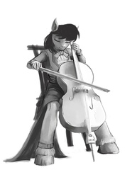 Size: 612x792 | Tagged: safe, artist:hattonslayden, octavia melody, earth pony, anthro, unguligrade anthro, g4, cello, female, hooves, musical instrument, solo, unshorn fetlocks