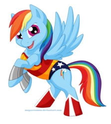 Size: 2892x3246 | Tagged: safe, artist:megacreomon, rainbow dash, g4, clothes, costume, female, solo, wonder woman