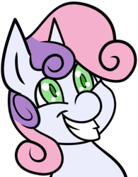 Size: 800x1028 | Tagged: safe, artist:fauxsquared, sweetie belle, pony, unicorn, g4, female, grin, simple background, smiling, solo, transparent background, vector