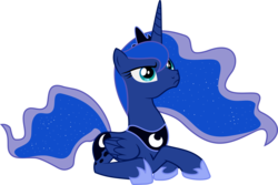 Size: 4492x3000 | Tagged: safe, artist:fennrick, princess luna, alicorn, pony, g4, female, high res, mare, prone, simple background, solo, transparent background, vector