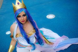Size: 960x642 | Tagged: artist needed, safe, princess celestia, human, g4, clothes, cosplay, irl, irl human, off shoulder, photo, solo