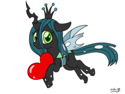 Size: 800x600 | Tagged: safe, artist:chibimlp-lover, queen chrysalis, changeling, changeling queen, g4, chibi, female, heart, solo